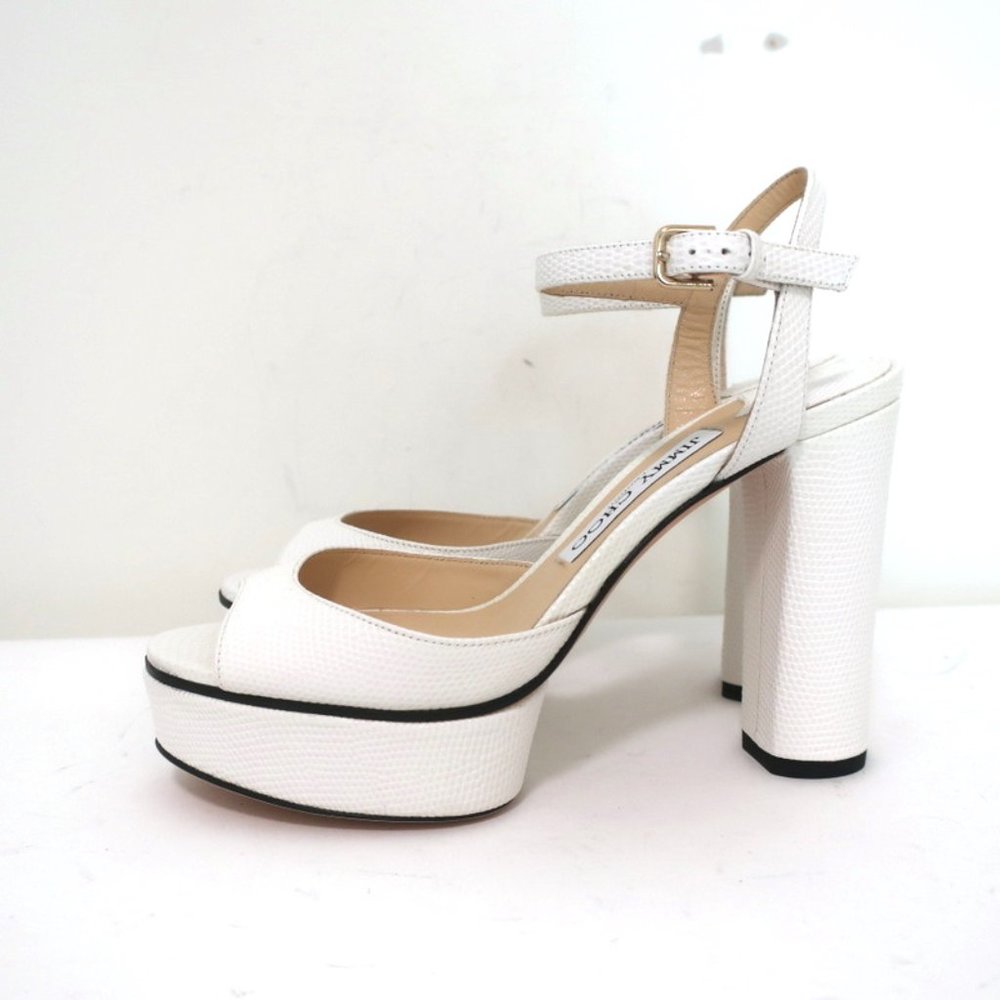 JIMMY CHOO PEACHY PLATFORM SANDALS LIZARD-EMBOSSE - Picture 6 of 11